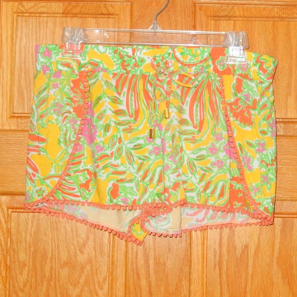 Lilly Pulitzer Shorts Small Happy Place Pom Pom Challis - Picture 1 of 4